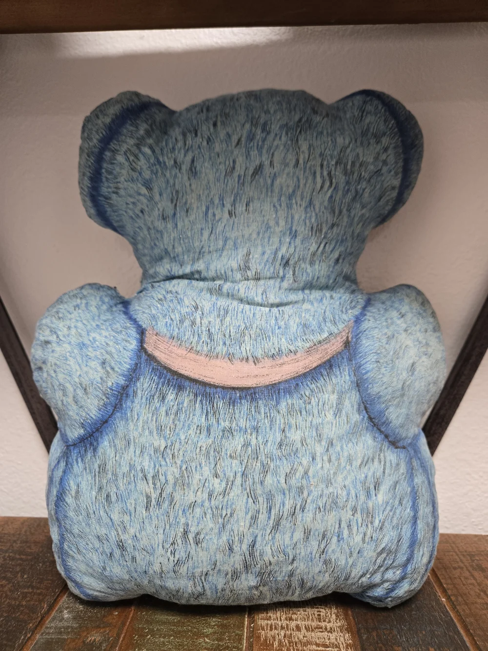 Cranston Cut Sew Blue Pink Bear Pillow 16